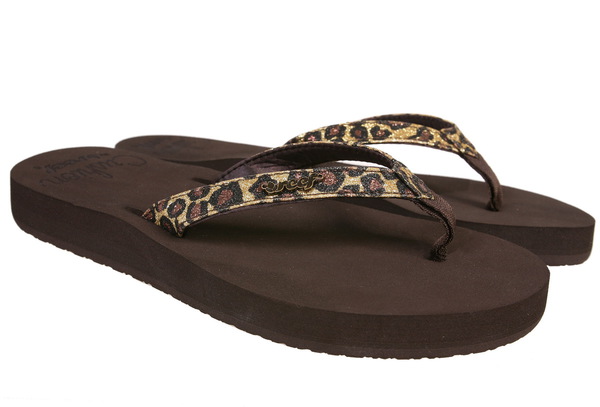 reef leopard flip flops