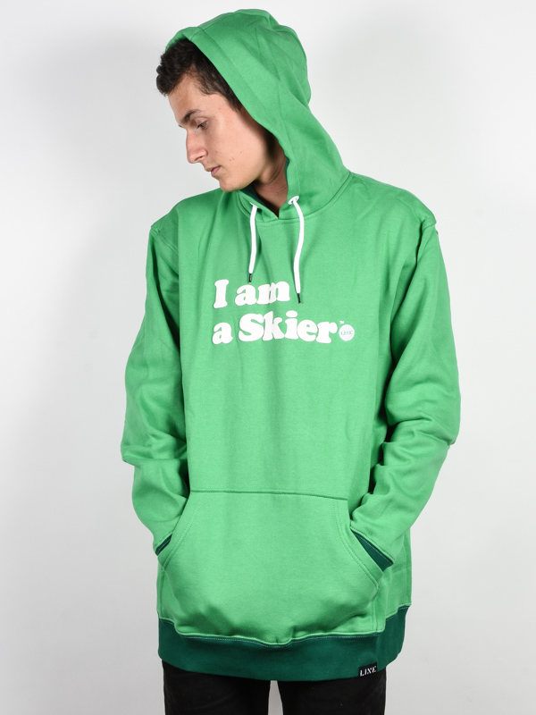Line I Am A Skier Pullover Hoody Kelly Green 