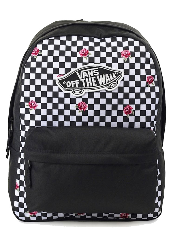 vans realm black & rose backpack