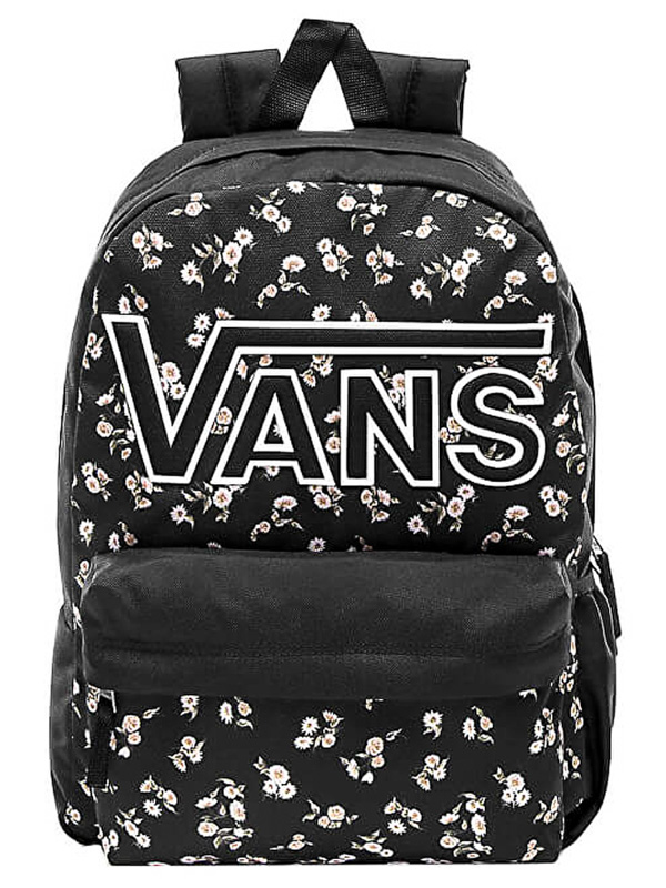 vans realm classic black & sundaze floral backpack