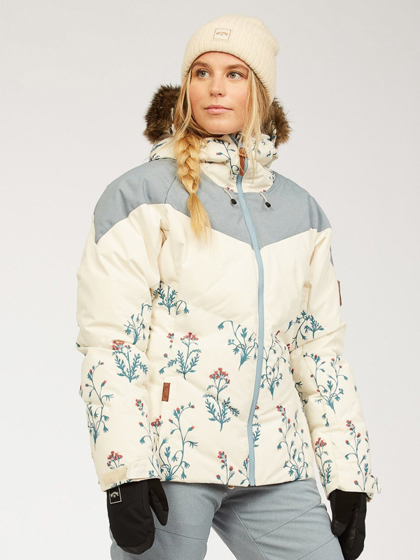 Billabong DAYTIME PUFFER WHITE FLORAL winter women's jacket / Swis-Shop.com